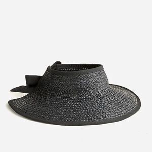Limited-edition Monrowe™ X J.Crew straw visor with grosgrain tie